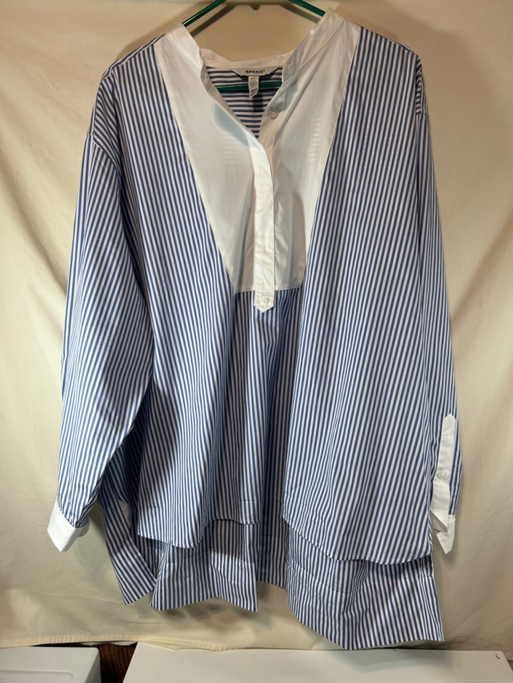 SPANX Blue & White Striped Popover Shirt Tunic